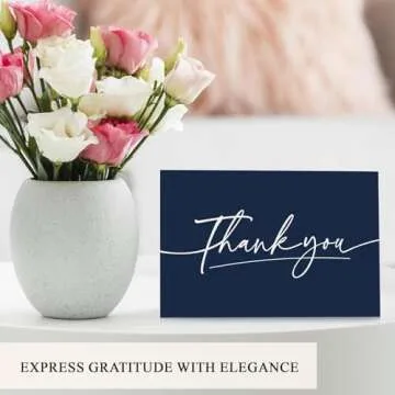 Thank You Cards With Envelopes 24 Pack, 4x6 Inch Thank You Cards Bulk with Elegant Design, Thank You Notes for Small Business, Wedding, Baby Shower, Graduation, Funeral, Bridal Shower - Navy Blue