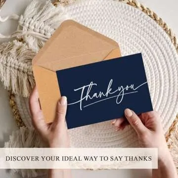 Thank You Cards With Envelopes 24 Pack, 4x6 Inch Thank You Cards Bulk with Elegant Design, Thank You Notes for Small Business, Wedding, Baby Shower, Graduation, Funeral, Bridal Shower - Navy Blue