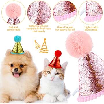 Cute 4 Pack Dog Birthday Hats for Pets Party Fun