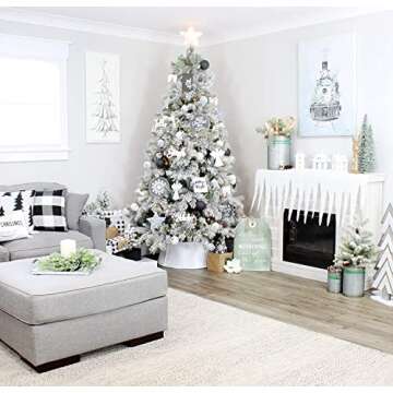 AuldHome Design Artificial Christmas Wreaths (2-Pack, 15-Inch); Evergreen Flocked Greenery w/Pinecones for Doors, Stairways and Windows, Indoor/Outdoor