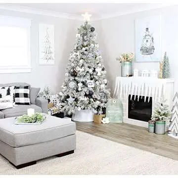 AuldHome Design Artificial Christmas Wreaths (2-Pack, 15-Inch); Evergreen Flocked Greenery w/Pinecones for Doors, Stairways and Windows, Indoor/Outdoor