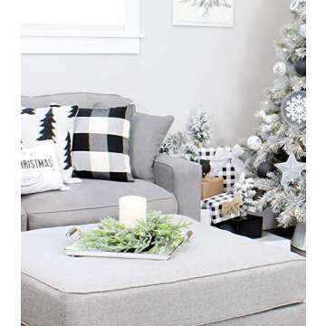 AuldHome Design Artificial Christmas Wreaths (2-Pack, 15-Inch); Evergreen Flocked Greenery w/Pinecones for Doors, Stairways and Windows, Indoor/Outdoor