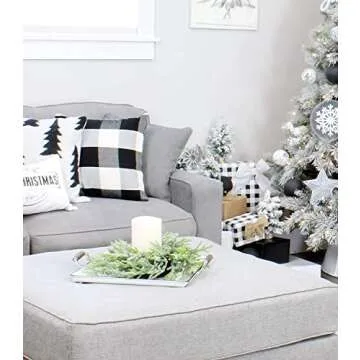 AuldHome Design Artificial Christmas Wreaths (2-Pack, 15-Inch); Evergreen Flocked Greenery w/Pinecones for Doors, Stairways and Windows, Indoor/Outdoor