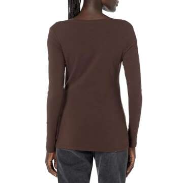 Amazon Essentials Women's Classic-Fit Long-Sleeve Crewneck T-Shirt (Available in Plus Size), Espresso, X-Small