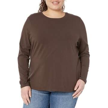 Amazon Essentials Women's Classic-Fit Long-Sleeve Crewneck T-Shirt (Available in Plus Size), Espresso, X-Small