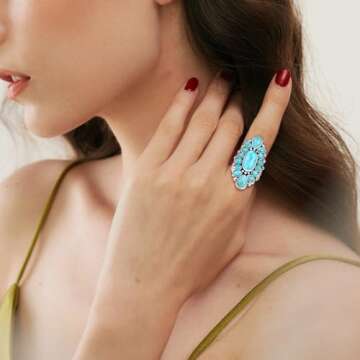 Phyonio Turquoise Sterling Silver Ring for Women