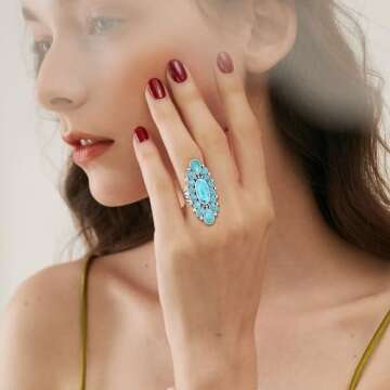 Phyonio Turquoise Sterling Silver Ring for Women