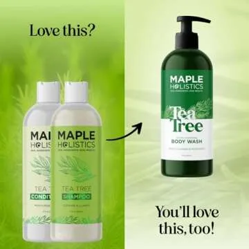 Tea Tree Shampoo and Conditioner Set - Sulfate Free Clarifying Shampoo and Conditioner for Oily Hair & Scalp Care with Australian Tea Tree Oil - Complete Dry Scalp Treatment for Build Up (8 Fl Oz)