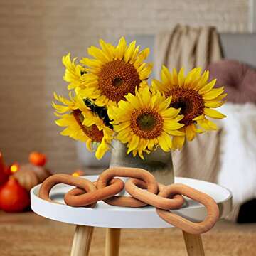 Decorative Wood Chain Link Decorations for Home Boho Hand Carved Modern Farmhouse Aesthetic Wooden Rustic Country Chain Decor for Living Room Bedroom (Orange)