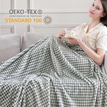 CozyBloom Decorative Ultra Soft Plush Buffalo Plaid Fleece Throw Blanket for Couch, Warm Cozy Velvet Flannel Blanket for All Seasons,Lightweight Comfy Fluffy Checkered Blanket for Sofa Bed Winter,Grey