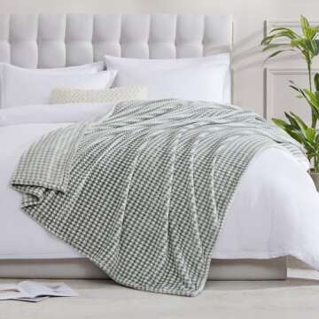 CozyBloom Decorative Ultra Soft Plush Buffalo Plaid Fleece Throw Blanket for Couch, Warm Cozy Velvet Flannel Blanket for All Seasons,Lightweight Comfy Fluffy Checkered Blanket for Sofa Bed Winter,Grey