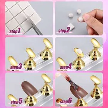 2 Set Acrylic Nail Practice Stand Magnetic Nail Tip Art Display Stand Holder Manicure Tool with Reus...