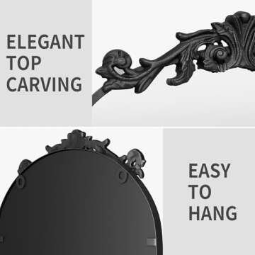 PAIHOME Arched Mirror, 19x30 Inch Antique Mirror Black Wall Decor Mirror Metal Frame Wall Mounted Mirror for Home Entryway Leaning