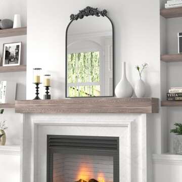 PAIHOME Arched Mirror, 19x30 Inch Antique Mirror Black Wall Decor Mirror Metal Frame Wall Mounted Mirror for Home Entryway Leaning