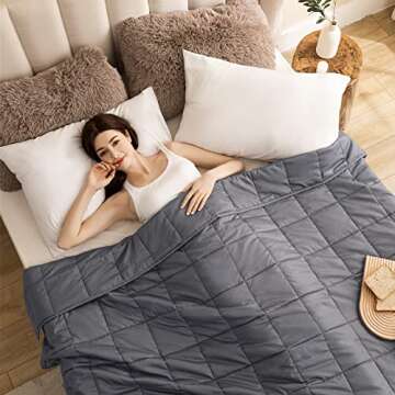 joybest Weighted Blanket 30 Lbs 80x87 Inches, Oeko-Tex Certified Cotton Heavy Blanket with Premium Glass Beads for Adults Couple, Use on Queen Beds, Grey Blanket