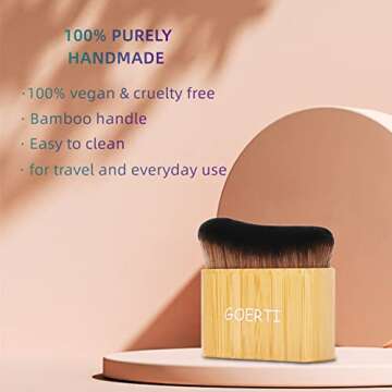 Self Tan Brush GOERTI Tanning Brush for Self Tan - Large Kabuki Brush for Body, Body Makeup Brush for Flawless Leg Makeup, Powder Foundation Brush Makeup Brush for Blending Liquid Foundation Bronze