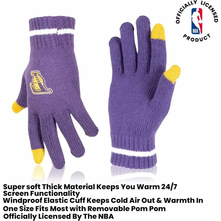 NBA Beanie & Touch Screen Gloves Set for Adults