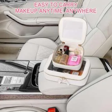 Pinkmik Small Makeup Bag Mini Clear Cosmetic Makeup Case & Toiletry Bag with Zipper Women's Purse Organizer & Car Essentials (White, MINI)