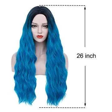 Mildiso 26" Ombre Blue Wig - Stylish & Versatile