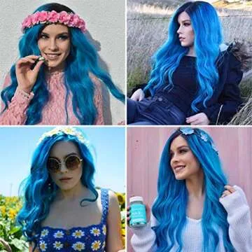 Mildiso 26" Ombre Blue Wig - Stylish & Versatile