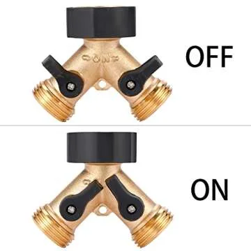 Sanpaint Garden Hose Splitter 2 Way Heavy Duty, Y Connector Brass Garden Hose Adapter, Hose Bib Splitter with 2 Extra Rubber Washers