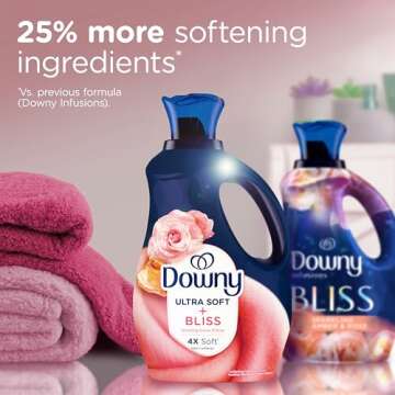 Downy Ultra Soft Fabric Softener Liquid, Bliss, Sparkling Amber and Rose, 93 fl oz, 138 Loads