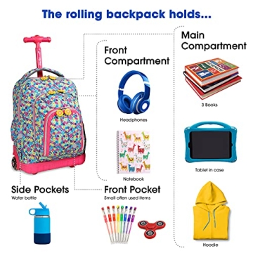 J World Lollipop Kids Rolling Backpack & Lunch Bag Set