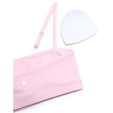 CRZ YOGA Butterluxe Womens Adjustable Spaghetti Thin Strap Sports Bra - Padded Wireless Square Neck Workout Yoga Clothes Pink Peony X-Large