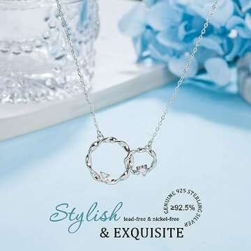 AnalysisyLove Sister Gifts, Sterling Silver Interlocking 2 Circles Necklace Gifts for Sisters, Big Sister Little Sister Gift, Sister Birthday Gifts from Sister