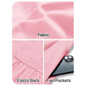 MEROKEETY Women's 2025 Summer Sleeveless Midi Dress Square Neck Smocked Flowy A Line Beach Dresses, LightPink, Small