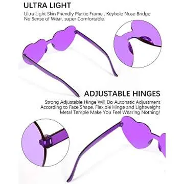 Weewooday 30 Pairs Heart Shaped Rimless Sunglasses Transparent Heart Glasses Candy Color Frameless Sunglasses Tinted Trendy Eyewear Party Favors