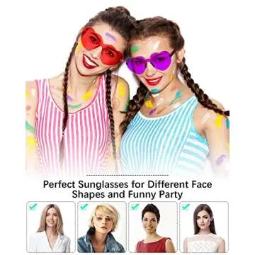 Weewooday 30 Pairs Heart Shaped Rimless Sunglasses Transparent Heart Glasses Candy Color Frameless Sunglasses Tinted Trendy Eyewear Party Favors