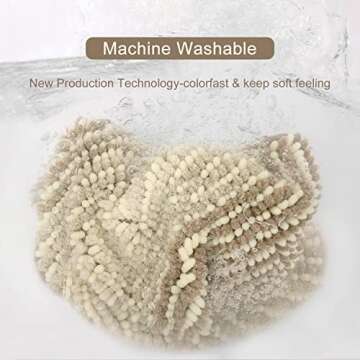 BSICPRO Large Bathroom Rugs, Bath Mat Rug for Bathroom Non Slip 22 x 60 Inches Water Absorbent Chenille Bathroom Runner Rugs Floor Mats Machine Washable (Light Taupe and Cream)