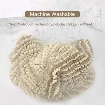 BSICPRO Large Bathroom Rugs, Bath Mat Rug for Bathroom Non Slip 22 x 60 Inches Water Absorbent Chenille Bathroom Runner Rugs Floor Mats Machine Washable (Light Taupe and Cream)