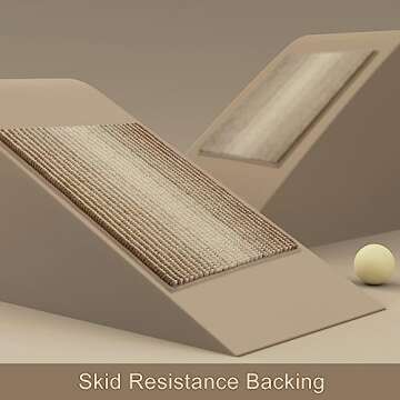 BSICPRO Large Bathroom Rugs, Bath Mat Rug for Bathroom Non Slip 22 x 60 Inches Water Absorbent Chenille Bathroom Runner Rugs Floor Mats Machine Washable (Light Taupe and Cream)