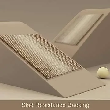 BSICPRO Large Bathroom Rugs, Bath Mat Rug for Bathroom Non Slip 22 x 60 Inches Water Absorbent Chenille Bathroom Runner Rugs Floor Mats Machine Washable (Light Taupe and Cream)