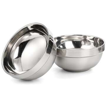 yarlung 10 Pack Stainless Steel Bowls 5 Inch Snacks Bowls, 15 Oz Soup Bowls Lightweight Salad Bowls Double-walled Metal Serving Dishes for Sauces, Rice, Noodle, Ice Cream