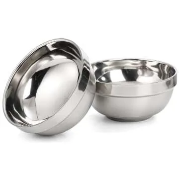 yarlung 10 Pack Stainless Steel Bowls 5 Inch Snacks Bowls, 15 Oz Soup Bowls Lightweight Salad Bowls Double-walled Metal Serving Dishes for Sauces, Rice, Noodle, Ice Cream