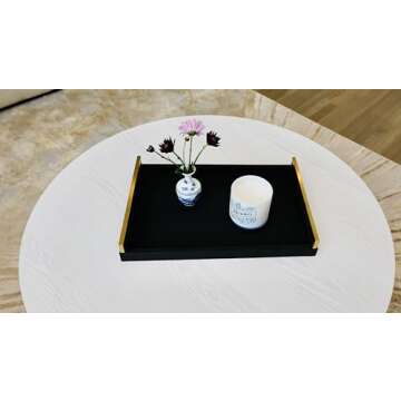 Black Shagreen Serving Tray, Home Decorative Tray, Leather Ottoman Tray Coffee Table Tray for Living Room Organizer Tray for Perfume Kitchen Platter Bathroom Vanity Tray for All Occasions