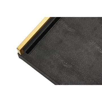 Black Shagreen Serving Tray, Home Decorative Tray, Leather Ottoman Tray Coffee Table Tray for Living Room Organizer Tray for Perfume Kitchen Platter Bathroom Vanity Tray for All Occasions