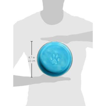 Loving Pets - Le BOL Dog Food Water Bowl Enamel Ceramic Bowl No Tip Stainless Steel Pet Bowl No Skid Spill Proof (Large, Siene Blue)