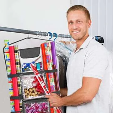 ProPik Hanging Double-Sided Gift Wrap Organizer, Wrapping Paper Storage with Multiple Front and Back...