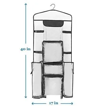 ProPik Hanging Double-Sided Gift Wrap Organizer, Wrapping Paper Storage with Multiple Front and Back Pockets, Organize Your Gift Bags Bows Ribbons 40”X17" Fits 40 Inch Rolls (Black seam)