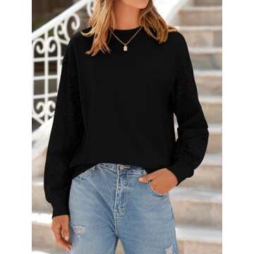 Chic MASCOMODA Women's Fall Blouse with Lace Sleeves