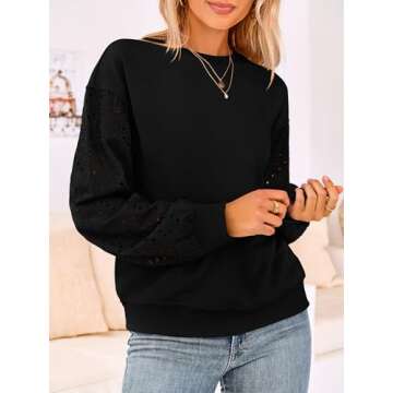 Chic MASCOMODA Women's Fall Blouse with Lace Sleeves