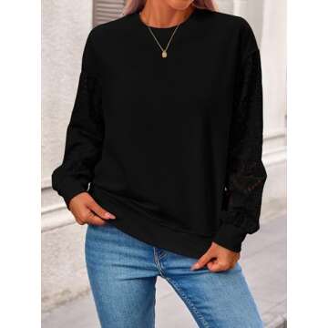 Chic MASCOMODA Women's Fall Blouse with Lace Sleeves