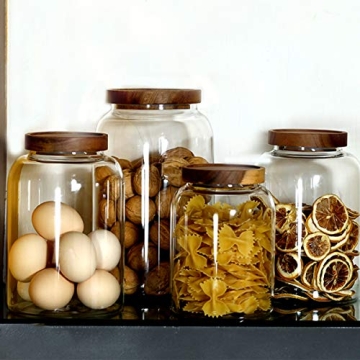Bekith Airtight Glass Storage Jars Wooden Lids Healthy Kitchen
