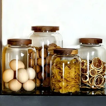 Bekith Airtight Glass Storage Jars Wooden Lids Healthy Kitchen