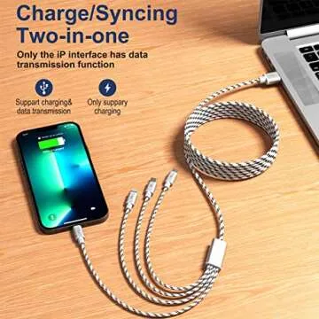 ASICEN 2Pack Multi Charging Cable 3.5A, 10Ft 4 in 1 Long Multiple Fast Charger Cable with Dual IP/Mi...