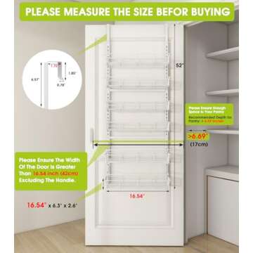 Mefirt Over The Door Pantry Organizer, Wall Mount Spice Rack, Pantry Hanging Storage and Organizatio...